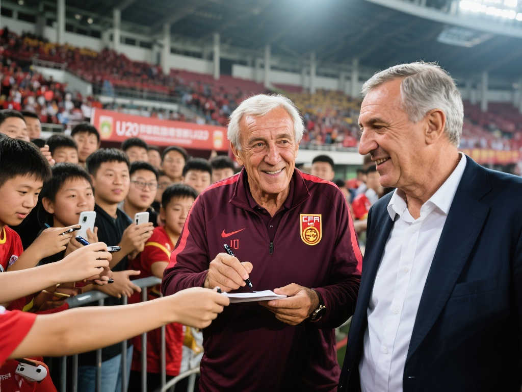 米卢与伊万惊喜亮相U20赛场,球迷热情求签名! 米卢与伊万惊喜亮相U20赛场,球迷热情求签名!